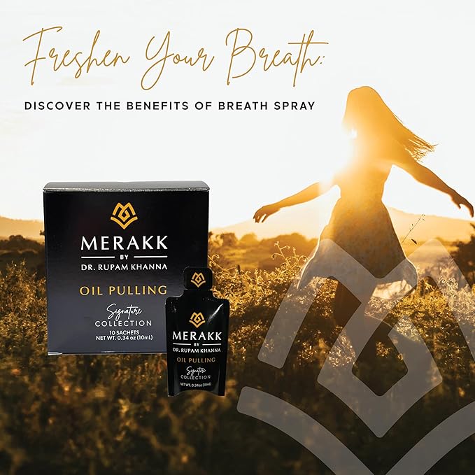 Merakk Coconut Oil Pulling for Teeth and Gums - Ayurvedic Coconut Pulling Oil for Teeth and Gums w/Clove & Grape Seed Oil - Whitening Oil Pulling Mouthwash - Oil Pulling Oral Rinse - 10 Sachets, 10ml