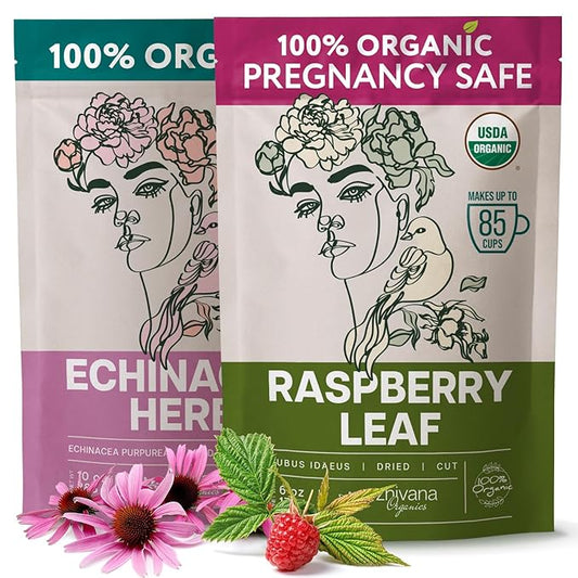 Organic Raspberry Leaf and Echinacea Tea for Immunity, Hormone Balance, Healthy Cycle