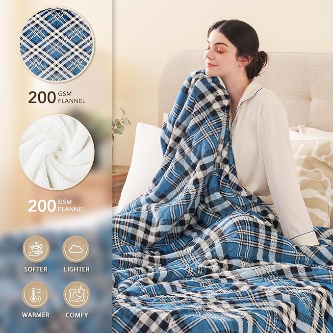 HomeMate Electric Blanket Heated Full Size - 72“x84“ Ultra Soft Cozy Flannel Heating Blanket with 10 Fast Heat Levels 8 Hours Auto Off Over-Heated Protection ETL Certification Keep Warm in Home Office