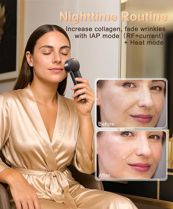 Radio Frequency Skin Tightening Device | 6 in 1 Home RF Face Beauty Device | Professional Facial Skin Tightening | Lifting | Wrinkle Reducing | Anti Aging | Depuff | Increase Absorption(with Gel)