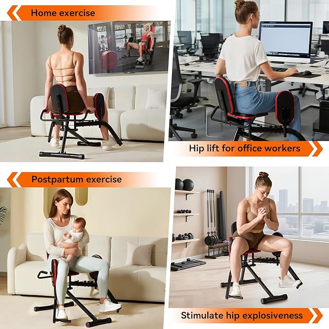 ERGOLIFE 6 Resistances Hip Abduction Machine for Home Office Inner Thigh Exercise Equipment Glute Training Machine for Sedentary/Postpartum Recovery