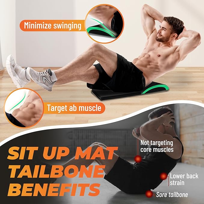 Yes4All Ab Exercise Mat Tailbone & No Tailbone, Foldable Abdominal Sit Up Support Pad, Abs Workout Equipment for Core Training and Lower Back