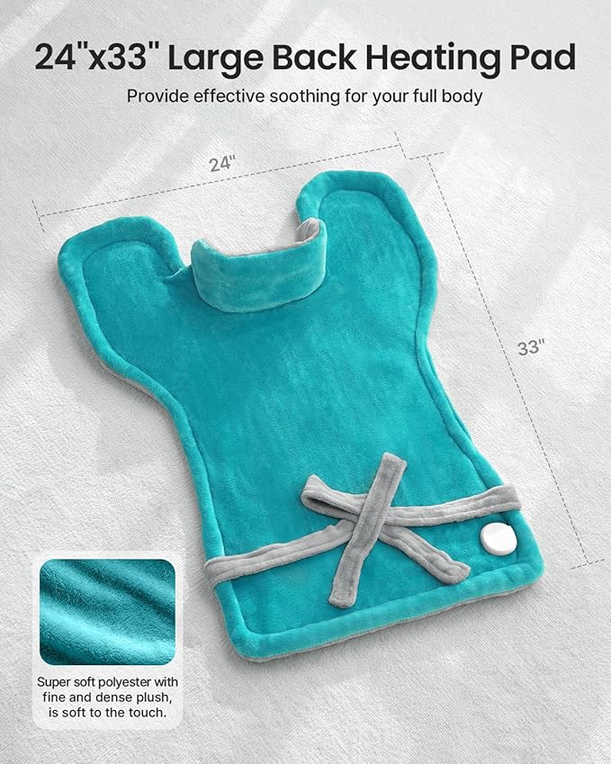 RENPHO Heating Pad for Back Pain Relief, Christmas Gifts for Men Women, FSA Eligible, Stocking Stuffers, Edge Weighted Electric Heat Pad for Neck and Shoulder, ETL Certified, 24"x33", Gray Green
