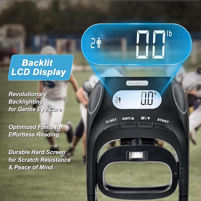 Handeful 397Lb Grip Strength Tester Dynamometer Handgrip Measurer Meter, Handheld Strengthener Exerciser for Sports, School, and Home Use