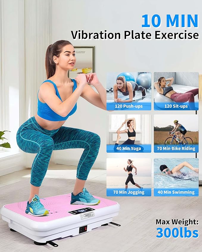 Vibration Plate Exercise Machine, Vibration Plate for Lymphatic Drainage & Weight Loss, Whole Body Vibration Plate 400 lbs Capacity, Shake Plate for Men and Women