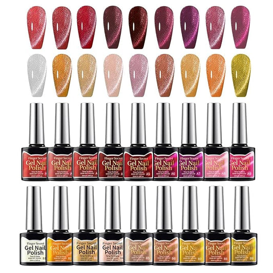 10ml Gel Cat Eye Nail Polish Kit - 18Pcs Cat Eye Magnetic Nail Polish With Magnetic Iron Rod Double Ended Nail Tool, Long-Lasting and Non-Fading Creating Fashionable Manicures