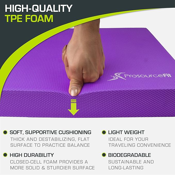 ProsourceFit Exercise Balance Pad – Non-Slip Cushioned Foam Mat & Knee Pad for Fitness and Stability Training, Yoga, Physical Therapy 15.5”x12.75”