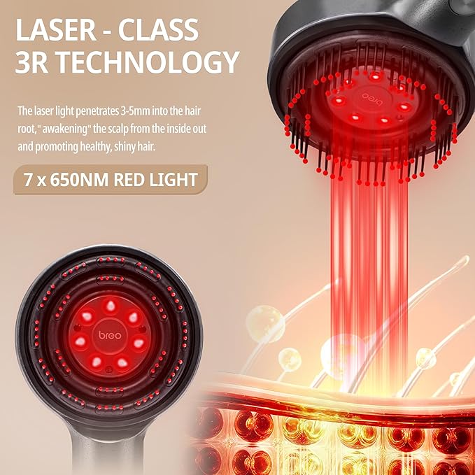 Breo Scalp 3L Laser Hair Growth Comb with 650nm Infrared Technology, 360° Scalp Massager, Waterproof Design, Effective Scalp Stimulation and Hair Regrowth