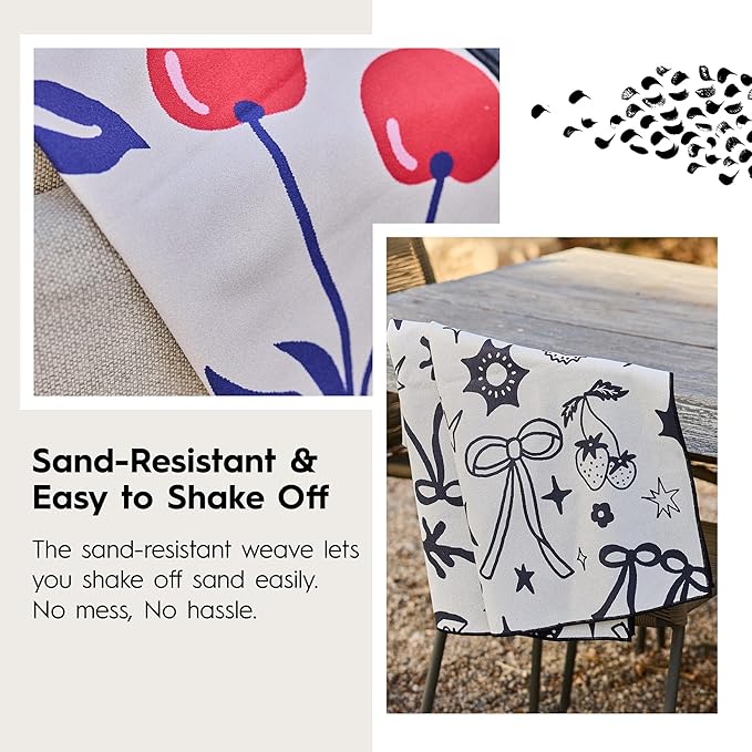 GEOMETRY Micro-Loop Beach Towel – Spring & Summer Collection – Quick-Dry, Sand-Resistant, Ultra-Absorbent Compact Towel for Beach & Travel (Lucky Play)