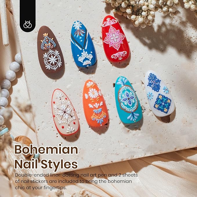 Beetles Gel Nail Polish Set, 20 Colors Gel Polish Kit Nude Pink White Red Green Neutral Color with Base Coat Matte Glossy Top Coat Soak Off UV Pen Stickers Tools Gifts for Women Boho Chic