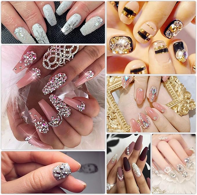 120 Pcs Glass Crystal Nail Rhinestones for Nail Art Craft,Micro Nail Pixie Beads,Mixed Colors 3D Decorations Nail Art Kit