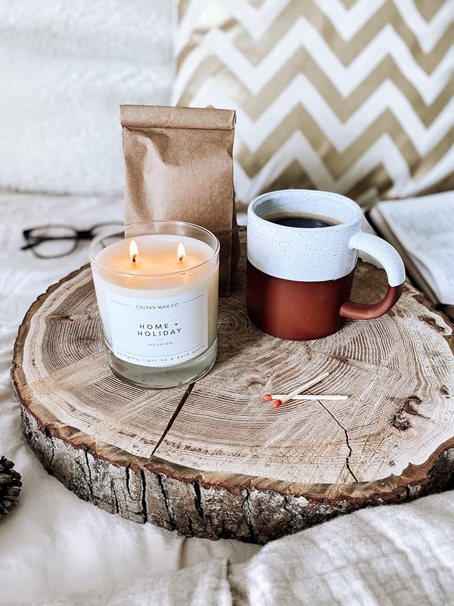 Calyan Wax Co. Home & Holiday 2 Wick Scented Candle - 37 Hour Burn - Luxury Non Toxic Soy Wax Candles - Long Lasting Large Glass Jar Candle for Home - 8.8oz