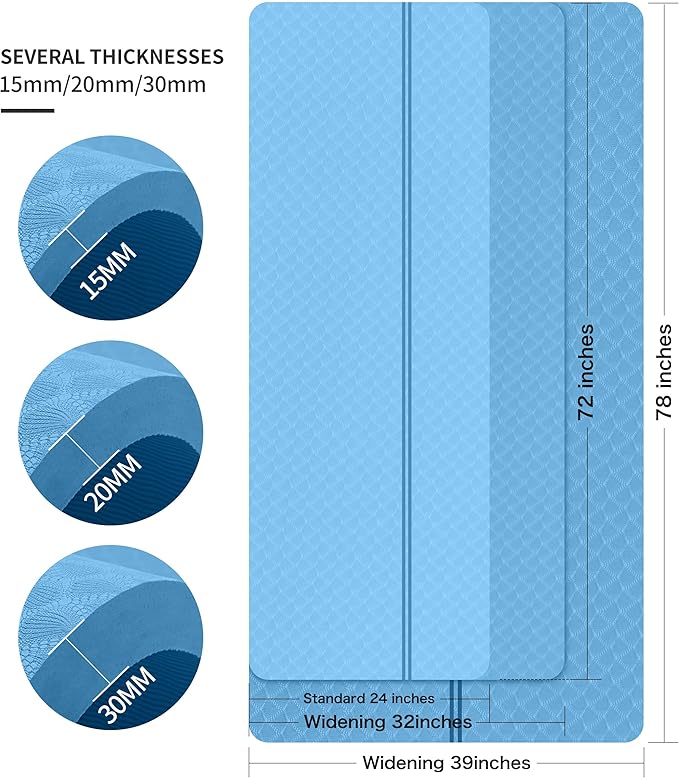 nuveti Large Exercise Mat - 15mm/20mm/30mm Thick Yoga Mat | Workout Mat for Fitness, Yoga, Pilates, Stretching & Floor Exercises for Women & Men with Free Carrying Bag