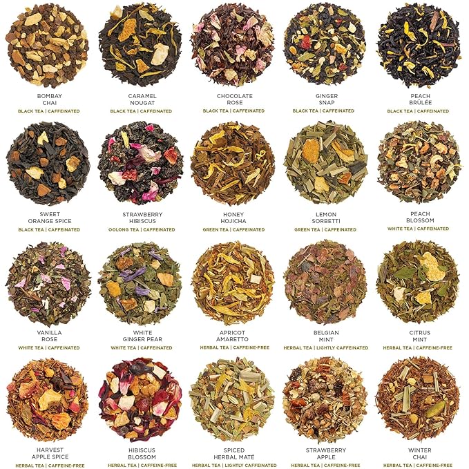 Tea Forte Warming Joy Holiday Assorted Premium Tea Chest Gift Sampler, 40 Count, 2 of each Variety Blend Individually Wrapped Handcrafted Pyramid Infuser Bags