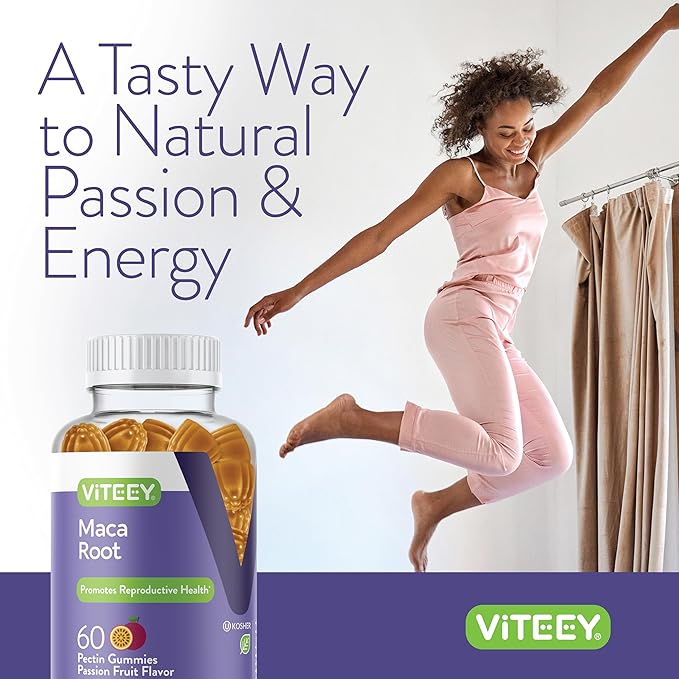 Viteey Black Maca Root Gummies - Drive, Passion & Energy Support - Black Maca Root for Men & Women - Vegan, Gluten Free - 120 Count
