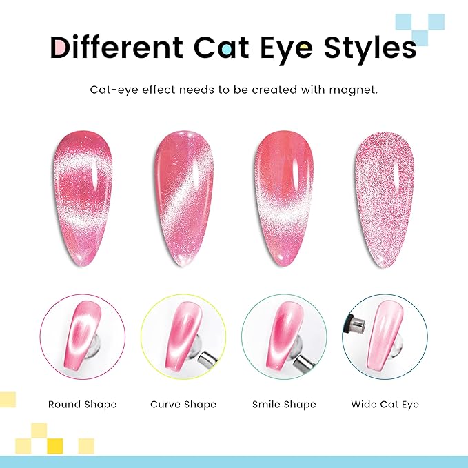 AIJIMEI Cat Eye Gel Polish Set - 8 Colors 10ML magnetic Gel Nail Polish Nail Art, Soak Off LED/UV Lamp Cured, Professional Salon Quality, Long Lasting Gel Nail Polish Kit