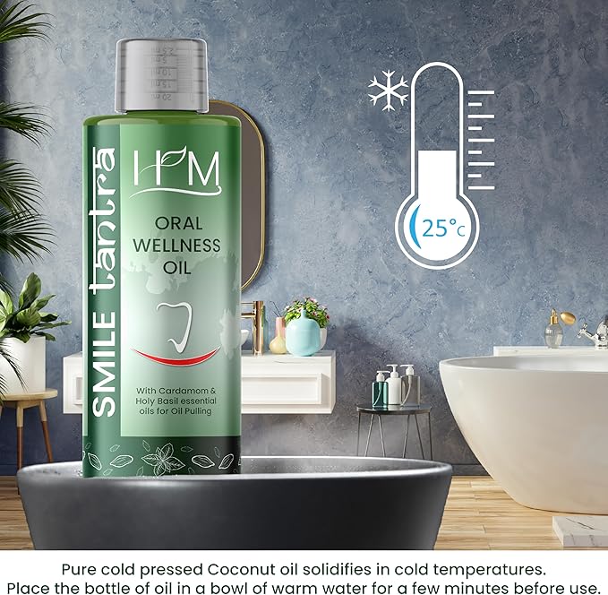 Smile Tantra Oil Pulling with Cardamom & Holy Basil Essential Oils for Oral Health, Healthy Teeth & Gums, Alcohol Free Mouthwash, Teeth Whitening, for Dry Mouth, Bad Breath & Freshens Mouth-8.45 FL