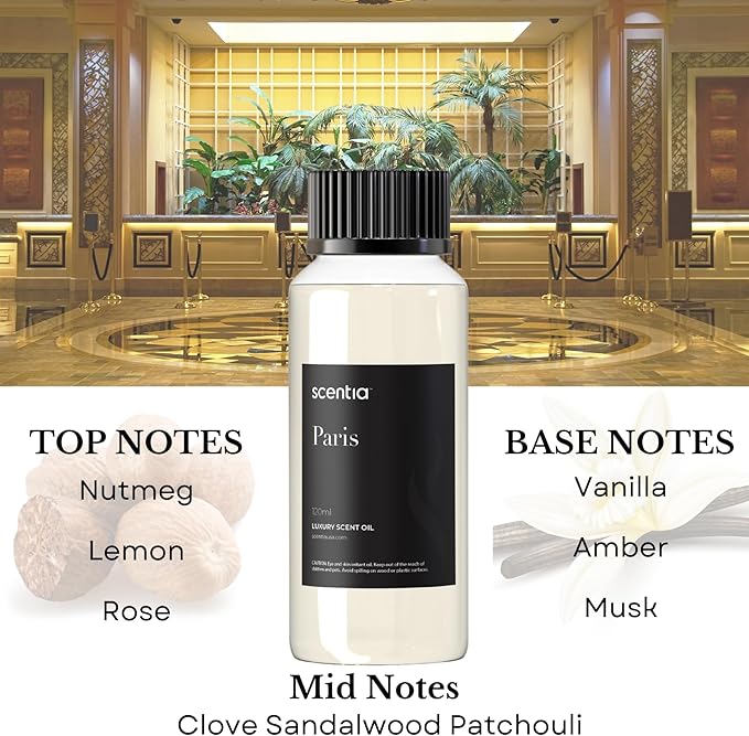 Hotel Fragrance Oil Inspired by The Hotel Costes - 120 mL 4.06 fl oz - Refill Diffuser Oil Blend Rose, Clove & Sandalwood Notes for Aromatherapy Diffusers - Paris