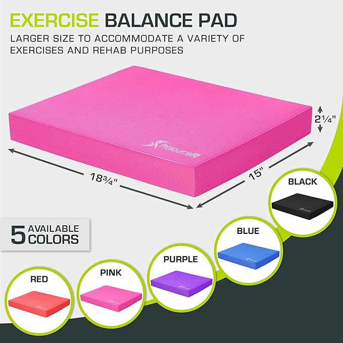 ProsourceFit Exercise Balance Pad – Non-Slip Cushioned Foam Mat & Knee Pad for Fitness and Stability Training, Yoga, Physical Therapy 15.5”x12.75”