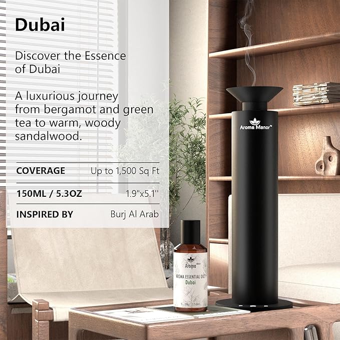 Hotel Fragrance Diffuser - Dubai Essential Oils Scent - Luxury Hotel Inspired Home Aromatherapy Diffuser Oil - Galbanum, Sandalwood, Musk - for Diffuser, Humidifier, Ultrasonic, Reed - 150ML
