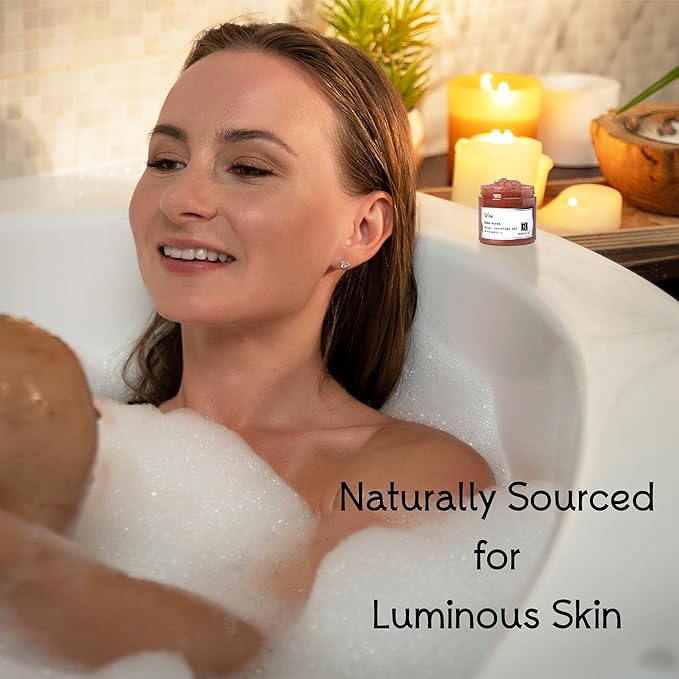 Wine Body Scrub Made in USA with Essential Oil and Vitamin C by Nabila K - Exfoliate and Moisturize for Smooth Skin - Luxury for Women & Men, 3 oz