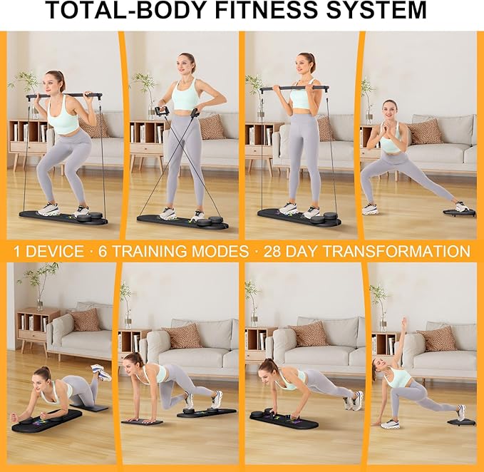 Pilates Reformer Set - Foldable Sliding Reformer, Pilates Board for Home Workout, Portable Abdominal Core Trainer Pilates Reformer Board - Full Body Workout Equipment for Home