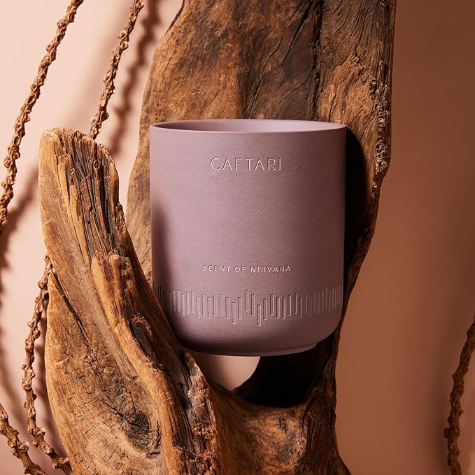 CAFTARI Luxury Aromatherapy Candle | Oudh, Cedarwood & Patchouli | 60 Hour Burn | Clean Coconut Soy Wax | Vegan, Gift-Ready Candle for Stress Relief, Home Spa Feel | Scent of Nirvana