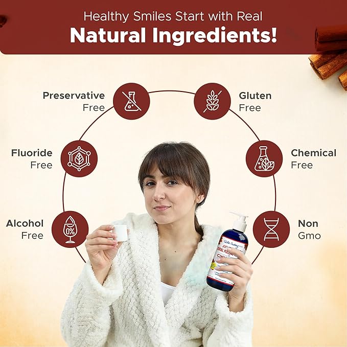 Dale Audrey Ayurvedic Nano Hydroxyapatite Oil Pulling for Teeth and Gums | Cinnamon Flavored Organic Oral Rinse Mouthwash for Bad Breath | Essential Oils for Teeth Whitening & Fresh Breath | (8 oz)