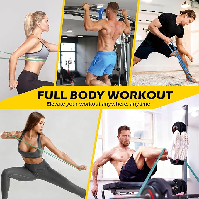 Pull Up Bands, Resistance Bands Set for Pull-Up Assistance, Exercise Bands with Door Anchor & Grip Pads for Men & Women Working Out, Physical Therapy, Muscle Training