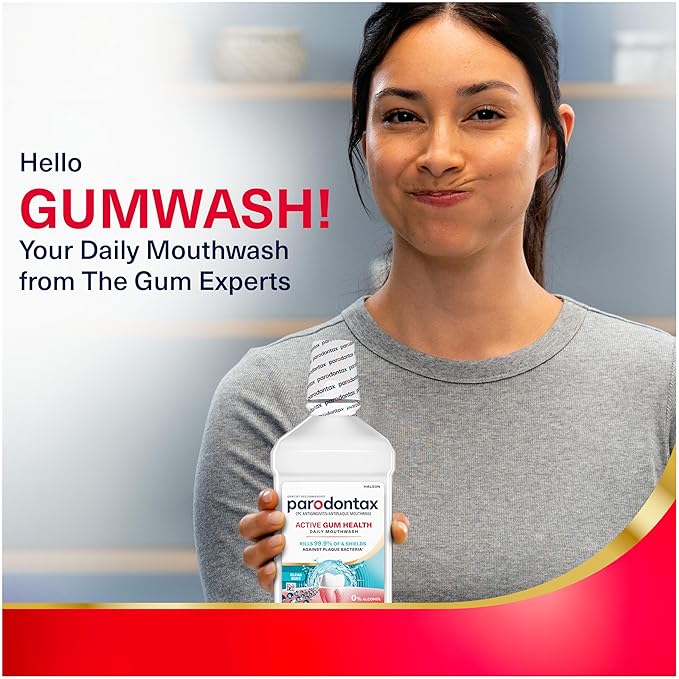 Parodontax Active Gum Health Mouthwash, Antiplaque and Antigingivitis Gum Mouthwash, Clear Mint, 16.9 Fl Oz x 3
