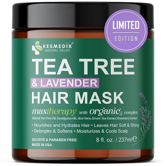 Tea Tree Hair Mask & Scalp Mask Treatment, Deep Conditioner for Damaged Hair with Biotin & Argan Oil, Hydrates, Repairs & Soothes Itchy Scalp with 100% Tea Tree Oil Hair Mask