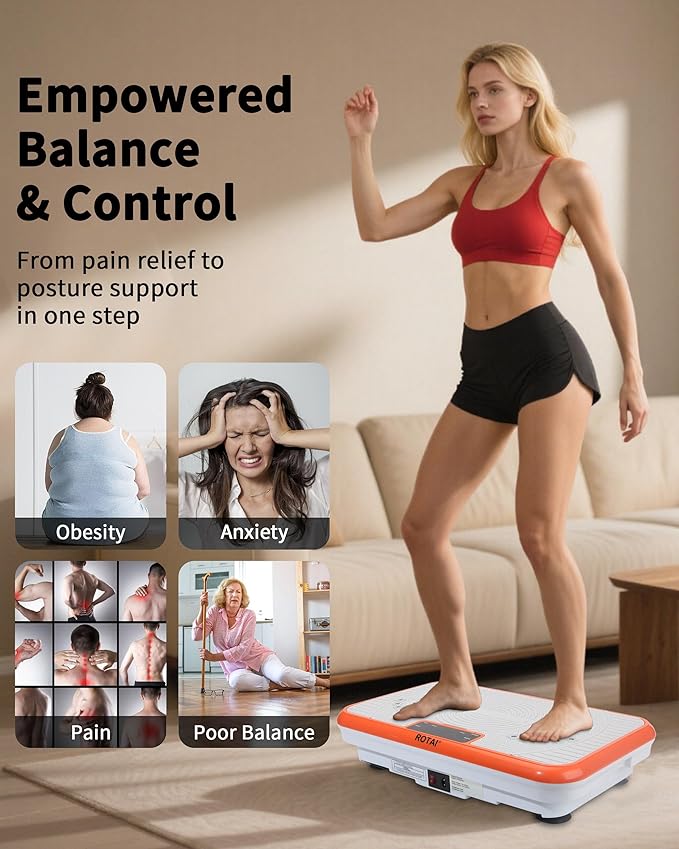 Vibration Plate Exercise Machine, Vibration Plate for Lymphatic Drainage & Weight Loss, Whole Body Vibration Plate 400 lbs Capacity, Shake Plate for Men and Women