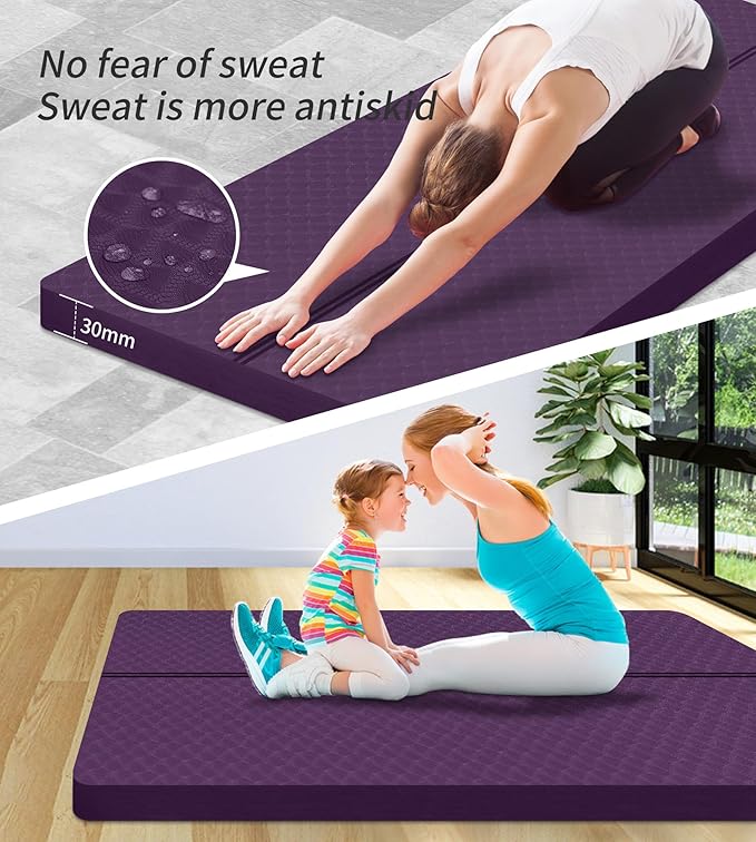 nuveti Large Exercise Mat - 15mm/20mm/30mm Thick Yoga Mat | Workout Mat for Fitness, Yoga, Pilates, Stretching & Floor Exercises for Women & Men with Free Carrying Bag