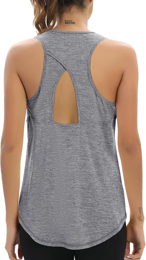 Aeuui Womens Workout Tops Open Back Racerback Tank Tops Sleeveless Yoga Athletic Running Shirts Gym Clothes for Women