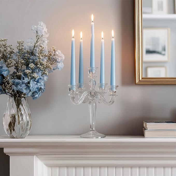 6 PK 10" Classic Taper Candles, Sky Blue, 7-8 Hours Long Burning, Unscented Tall Candlesticks