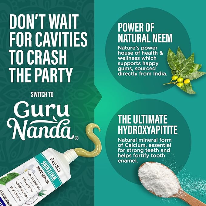 GuruNanda Daily Oral Care Bundle – Hydroxyapatite Toothpaste & Coconut Oil Pulling Mouthwash for Stronger Teeth & Happier Gums