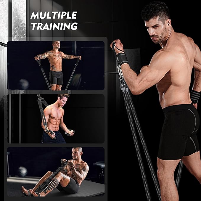 Adjustable Pedal Resistance Bands Set - Home Gym Equipment for Full-Body Workout, Elastic Exercise Bands with Handles for Waist Training, Arm & Leg Strength Building, Sit-Ups, and Pull Training