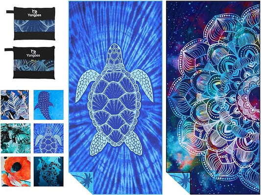 2 Pack Microfiber Lightweight Thin Beach Towel Sand Free Quick Dry Super Absorbent Large Towels for Swimming Pool Yoga Gym Travel Vacation Beach Accessories Essentials for Adults