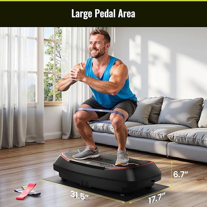FLYBIRD 4D Vibration Plate 500 LBS Capacity, Oscillation, Linear, Pulsation Vibration Plate Exercise Machine, Triple Motors Vibration Plate for Bone Density Building & Lymphatic Drainage