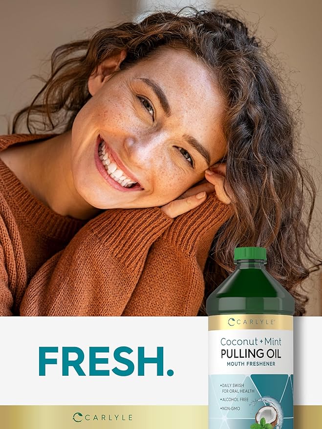 Carlyle Pulling Oil for Teeth & Gums | 16 Fl Oz Pack of 2 | Coconut and Mint | Alcohol Free & Non-GMO