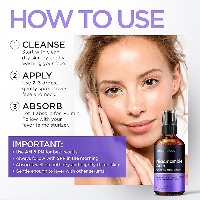 Niacinamide Serum for Face 10% with Zinc 1% Vitamin B3 Anti-Aging, Advanced Skin Care for Even Tone, Texture and Hydrating Cruelty Free 2 Oz