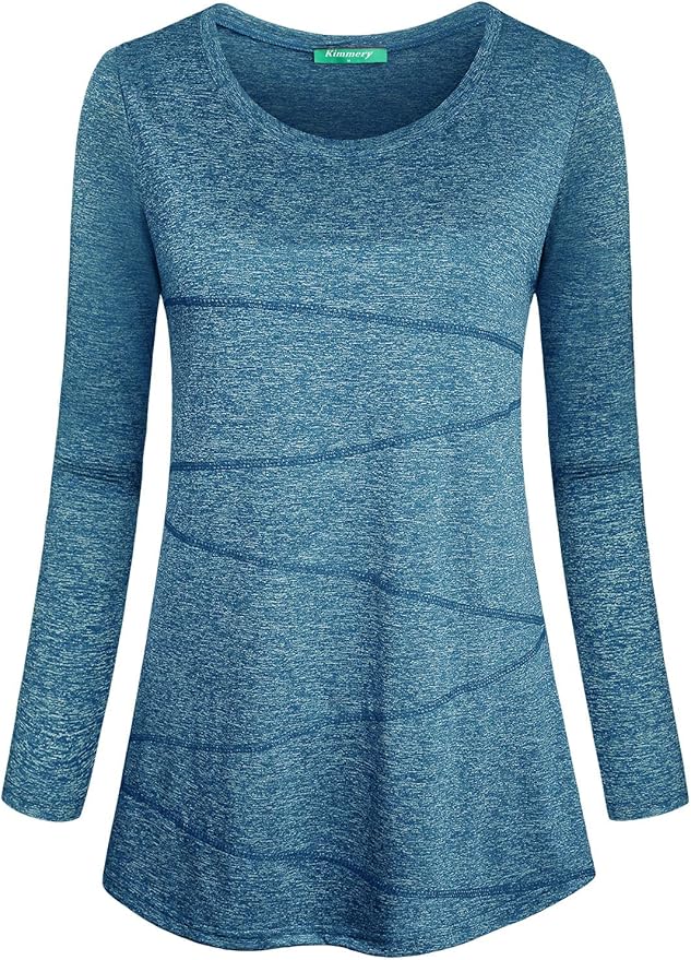 Kimmery Workout Tops for Women Long Sleeve Shirts for Women Quick Dry Line Decor Yoga Tops Sizes S-3XL