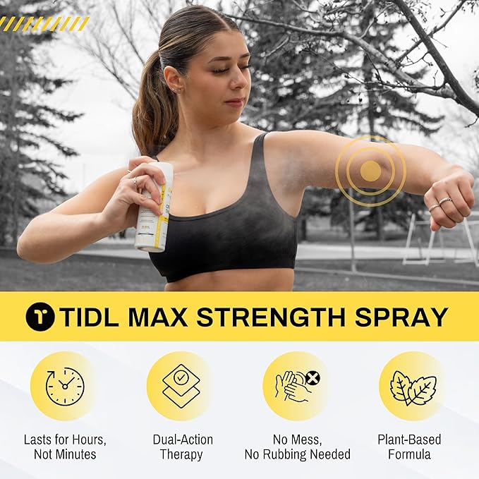 TIDL Cryotherapy Pain Relief Spray, 3 Oz (Pack of 2) Max Strength for Fast-Acting Muscle, Joint & Neck Pain Relief, Plant-Based Menthol & Camphor Pain Reliever, Quick Drying Formula