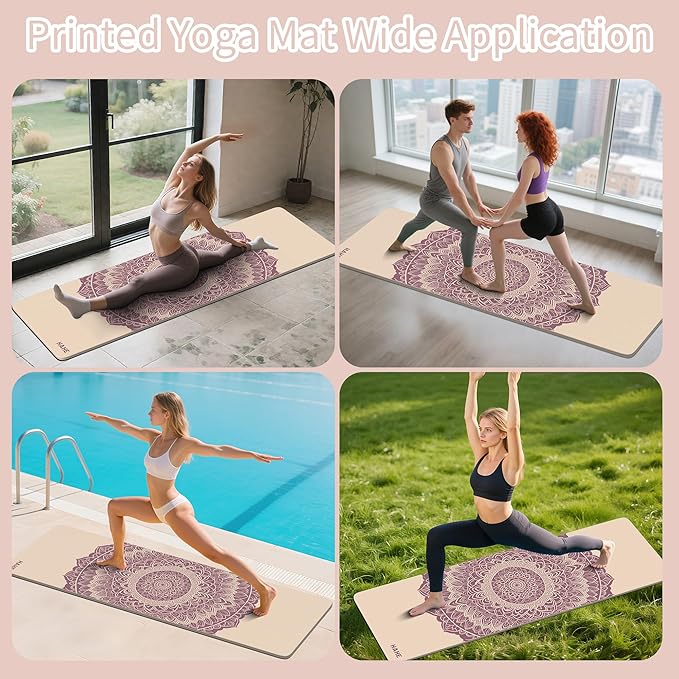 HAHE Yoga Mat Thick (8MM,1/3"), Eco-Friendly POE Non Slip Yoga Mat, High Rebound & Shock Absorption, Anti-Tear & Sweat-Resistant for Yoga, Fitness, Home, Workouts, Large Pilates Mats 72"x24" with Carrying Strap