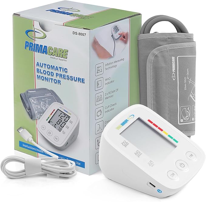 Primacare DS-8007 Automatic Digital Blood Pressure Monitor Upper Arm Sphygmomanometer for Home Use