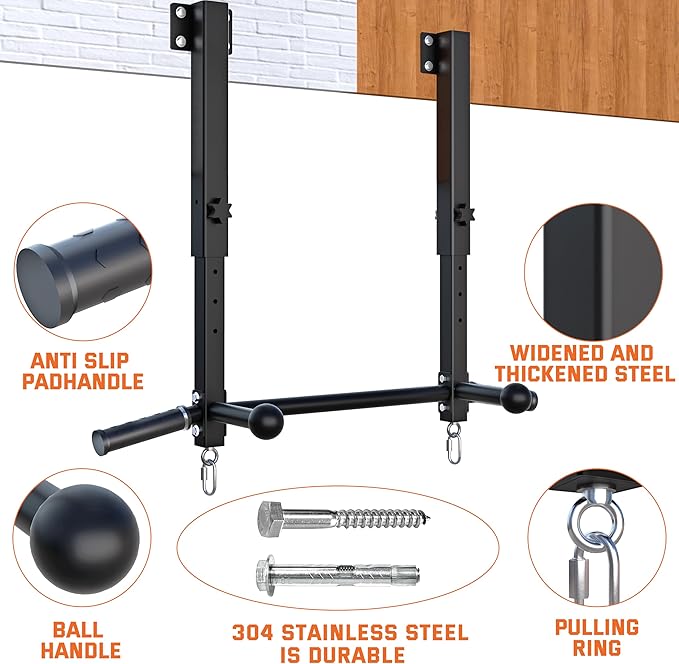 Pull Up Bar Joist Mounted -800 lbs Adjustabl Heavy Duty Chin Up Bar, Perfect for Garage, Beam and Rafter Mounting, Easy Installation Pullup Bar, Ideal for Multiple Grip Options