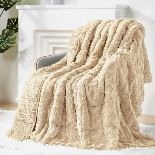 Super Fuzzy Soft Sherpa Fleece Weighted Blanket, 15 lbs Dual Sided Fluffy Heavy Weighted Blankets for Adults - No Bunching with Double Layers of Soft Inner Lining (48"x 72", 15 Pounds)
