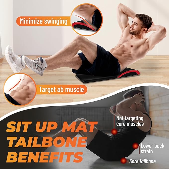Yes4All Ab Exercise Mat Tailbone & No Tailbone, Foldable Abdominal Sit Up Support Pad, Abs Workout Equipment for Core Training and Lower Back