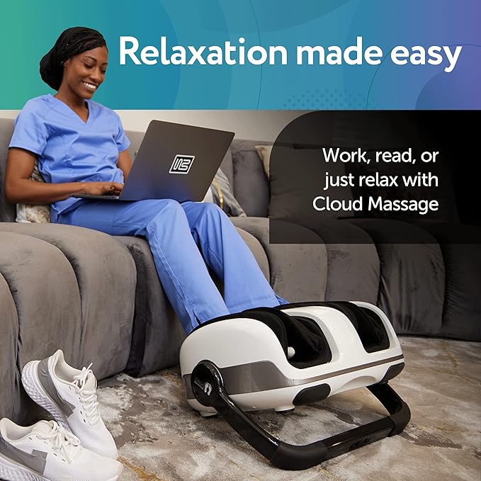 Cloud Massage Shiatsu Foot Massager with Heat - Feet Massager for Relaxation, Plantar Fasciitis Relief, Neuropathy, Circulation, and Heat Therapy - (White - No Remote)