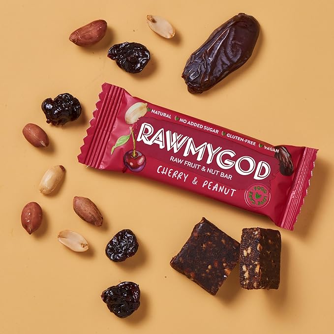 RAWMYGOD Fruit and Nut Bars, Gluten Free, Vegan, No Added Sugar (16 bars, Variety Pack I - 4 Raw Cacao, 3 Apple & Cinnamon, 3 Nuts & Berries, 3 Cherry Peanut, 3 Pistachio & Cranberry)